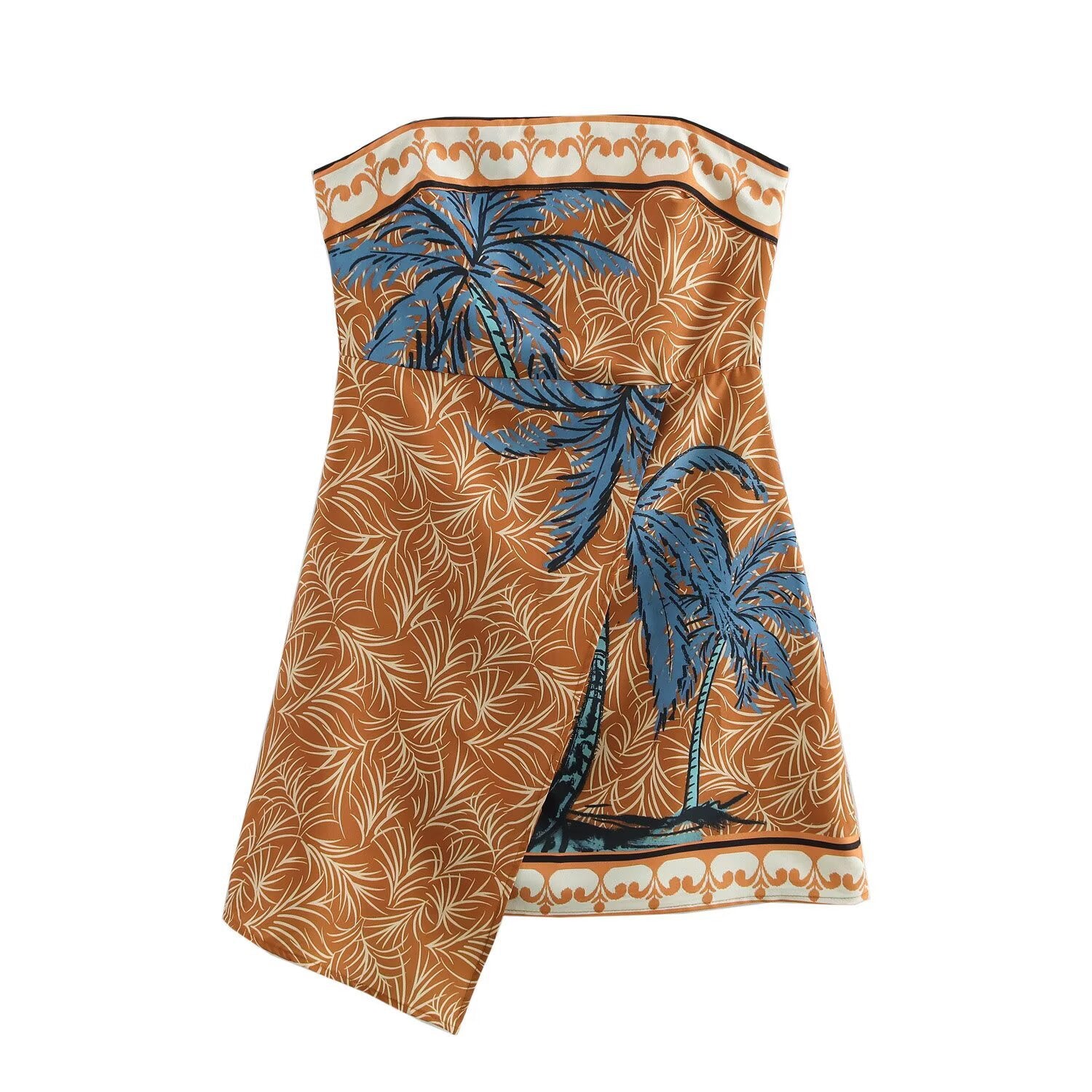 Strapless collar asymmetrical sleeveless short skirt dress