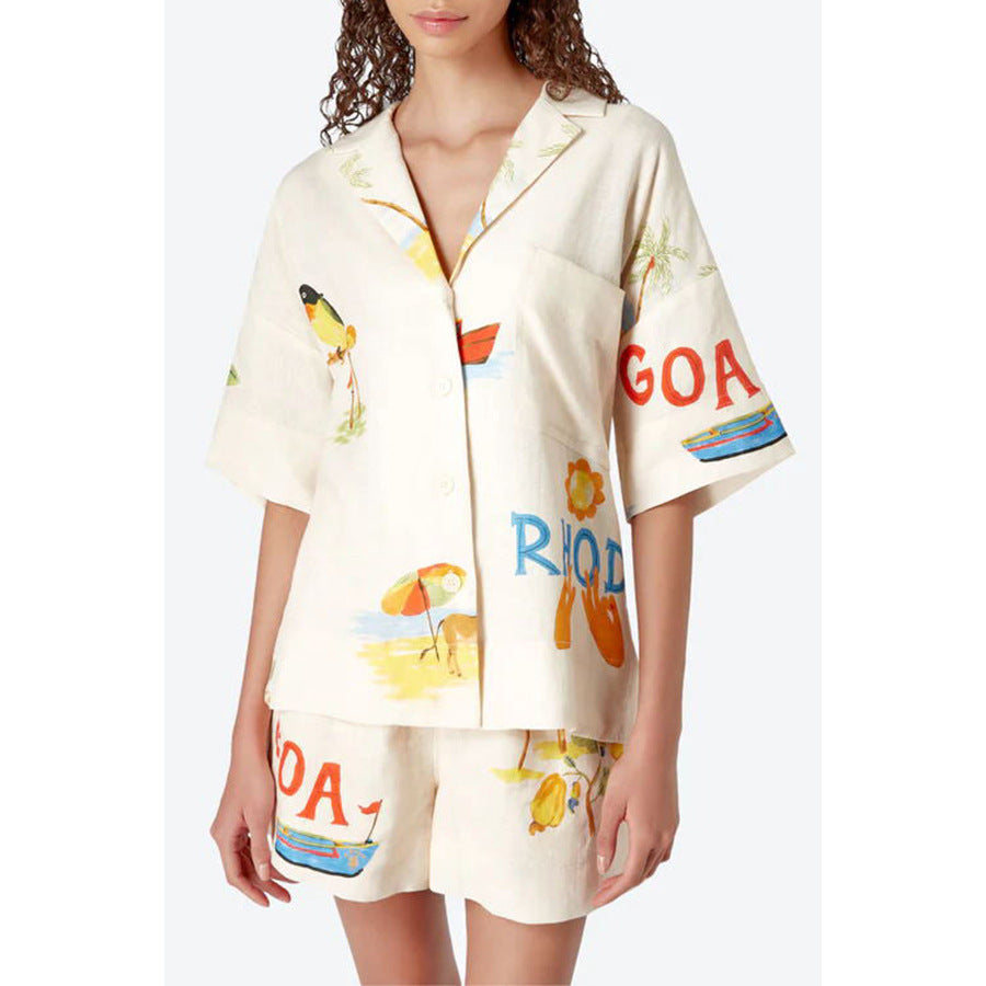 Summer Vacation Batwing Sleeve Set