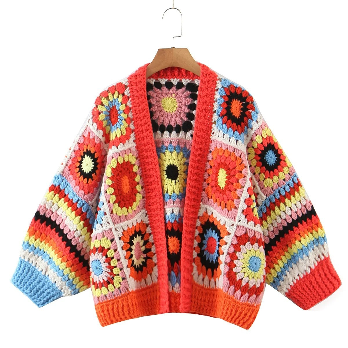 Loose Handmade Crochet Ethnic Style Sweater Cardigan Coat