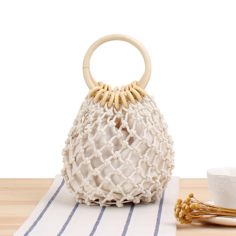 Hand woven bag forest hand tied cotton thread hand carry