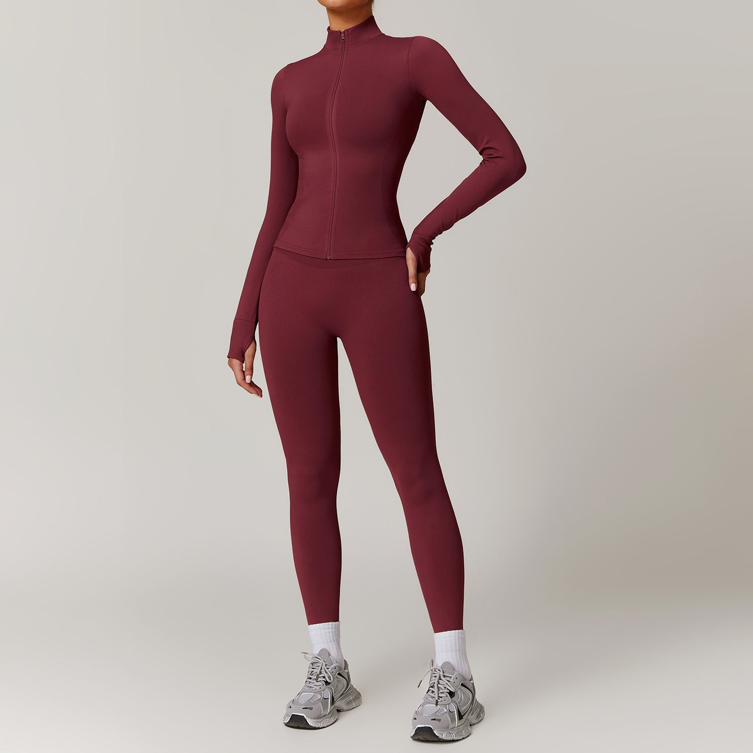 Stand up collar zipper yoga suit