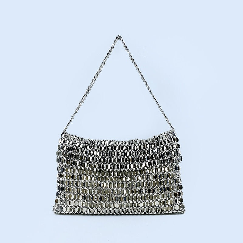 Retro metal sequin silver bag