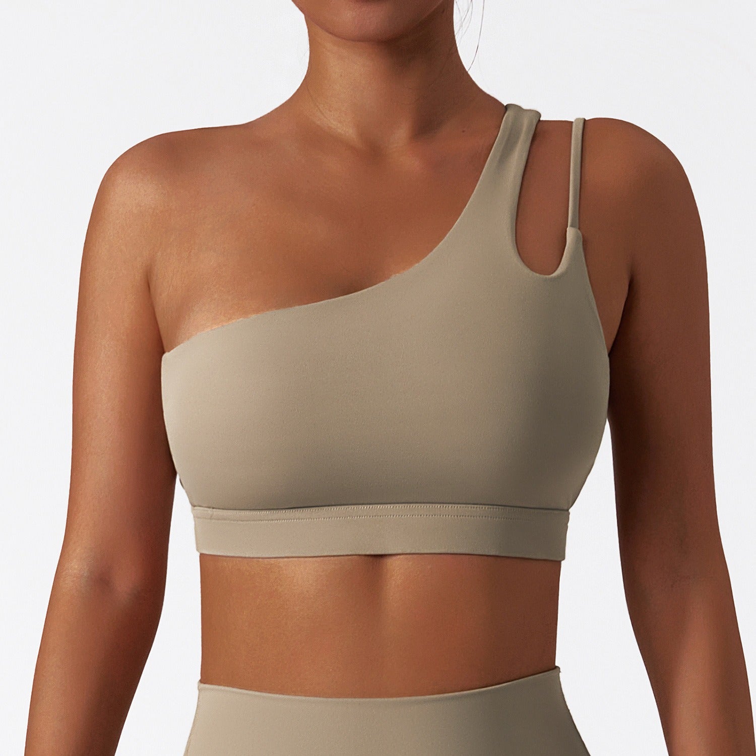 Oblique one-shoulde yoga bra