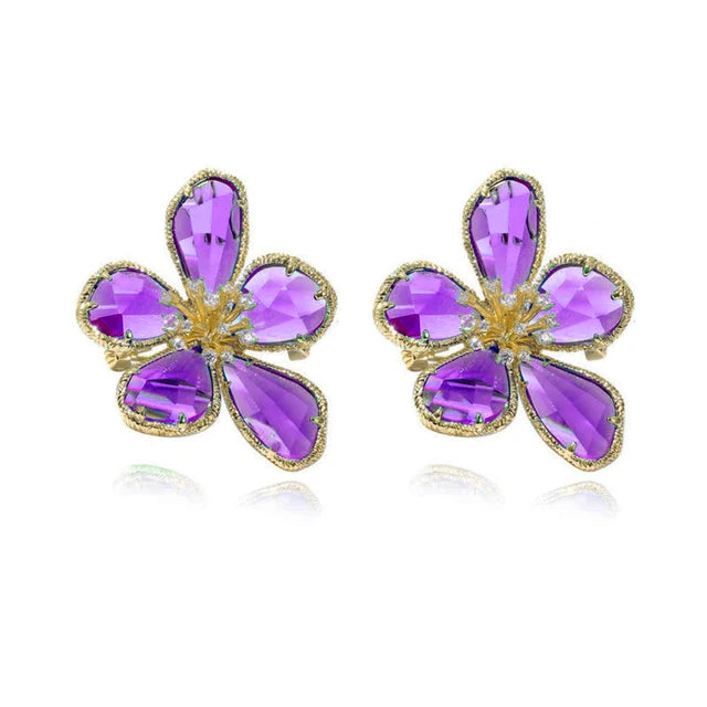 Fashion Crystal Flowers Stud Earrings