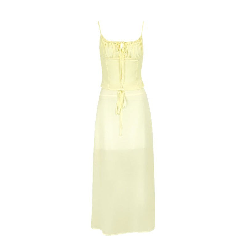 Strapless Tie-Back Women's  A-Line Midi Dress
